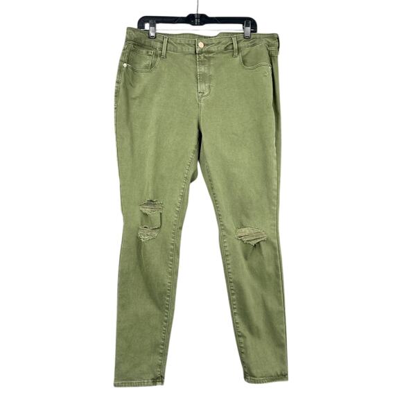 Old Navy Rockstar Green Distressed Mid Rise Skinny Jeans Womens Size 16 Regular - Picture 1 of 7